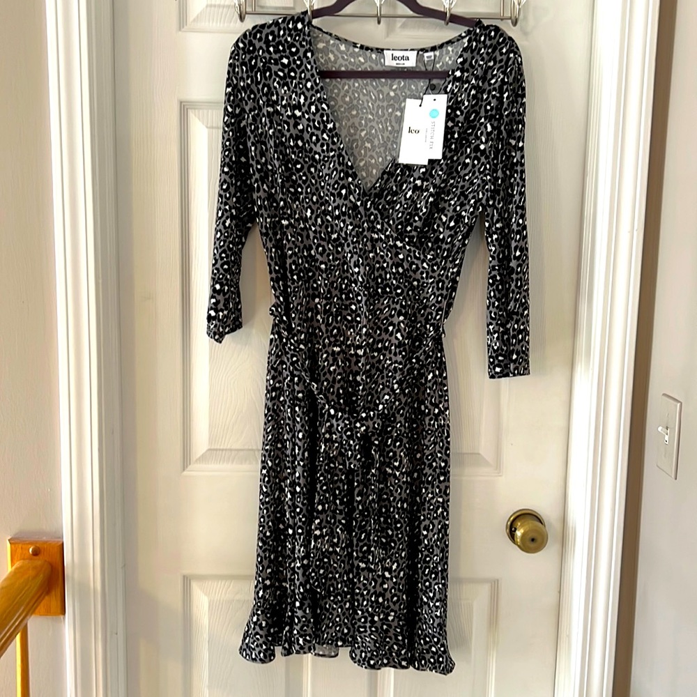 NWT Leopard Print Leota Wrap Dress (M)